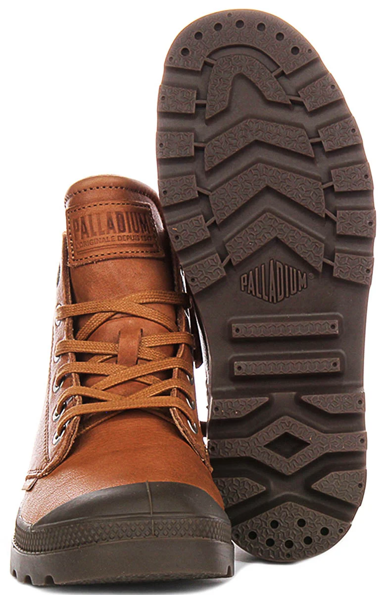 Palladium Pampa Hi Zip Lite In Brown Leather