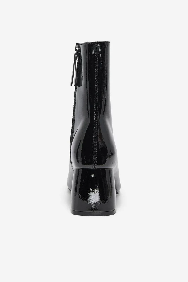 Only Shoes - Onlbrielle-1 Pu Heeled Boot - 4842706 Black Wrinkled Patent