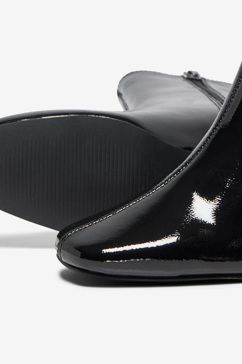 Only Shoes - Onlbrielle-1 Pu Heeled Boot - 4842706 Black Wrinkled Patent