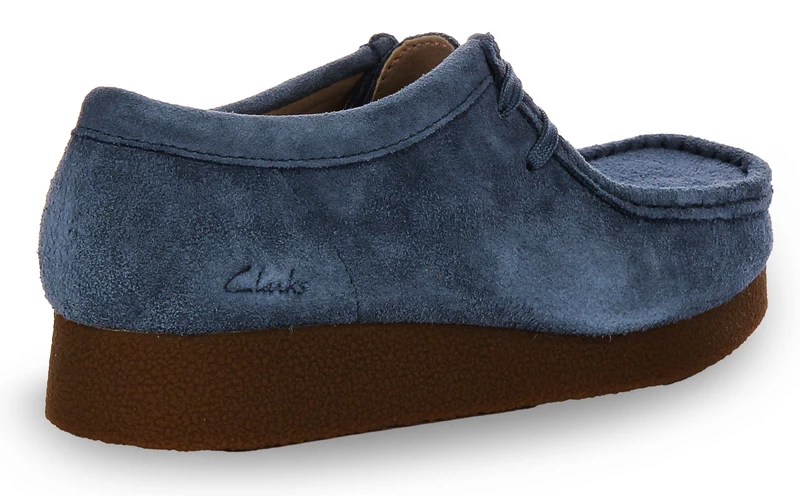 Clarks Wallabee Evo Shoes In Blue Suede For Women