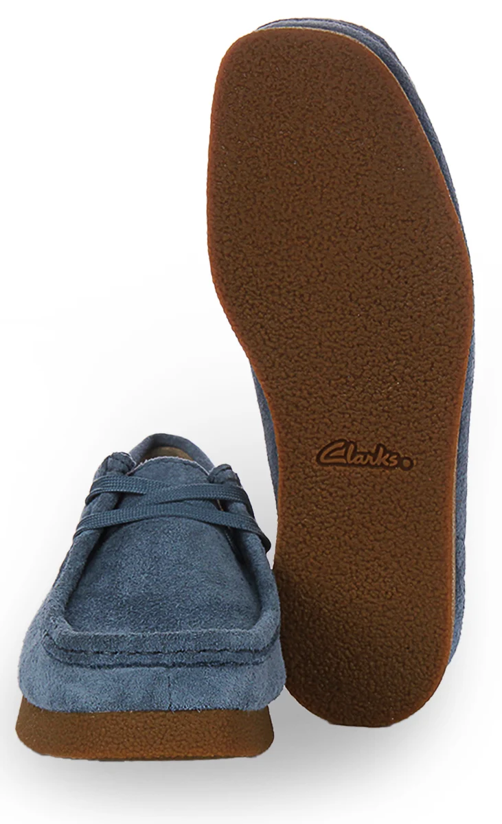 Clarks Wallabee Evo Shoes In Blue Suede For Women