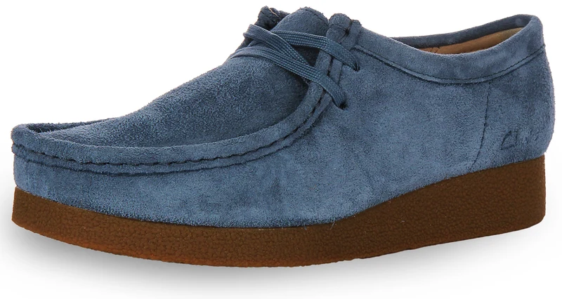 Clarks Wallabee Evo Shoes In Blue Suede For Women