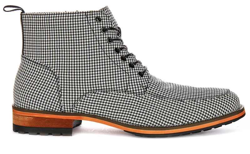 Justinreess England Cavan In Black White Houndstooth Print