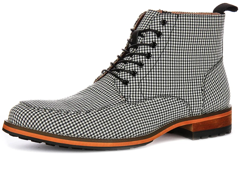 Justinreess England Cavan In Black White Houndstooth Print
