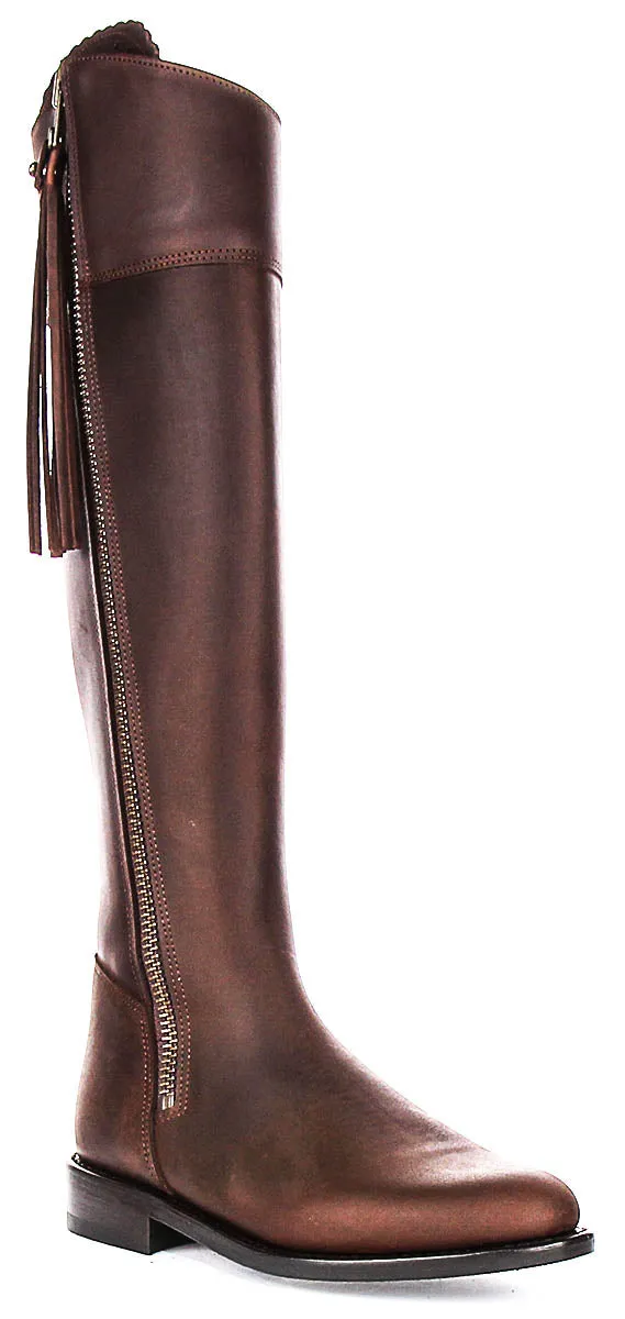 Justinreess England Valentina Slim Fit In Brown Leather For Women