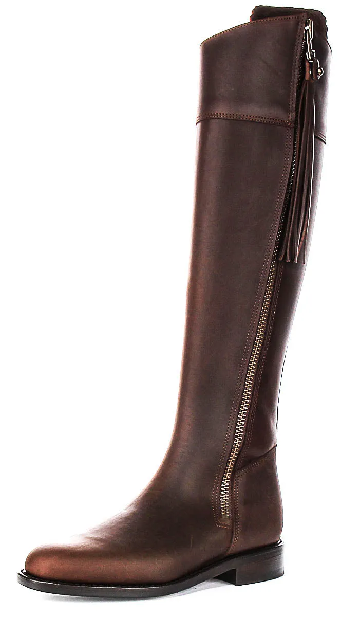 Justinreess England Valentina Slim Fit In Brown Leather For Women