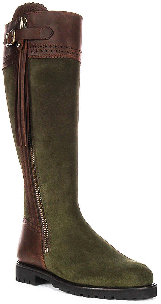 Justinreess England Valentina Leather In Brown Green For Women