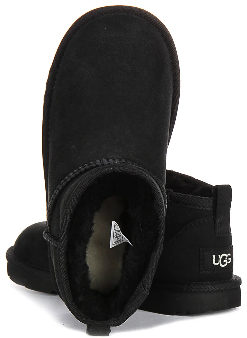 UGG Clasic Ultra Mini In Black For Kids