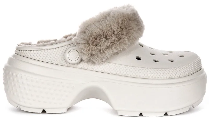 Crocs Stomp Lined Clog In Beige Fur