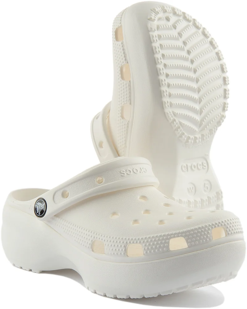 Crocs Classic Platform In White For Women