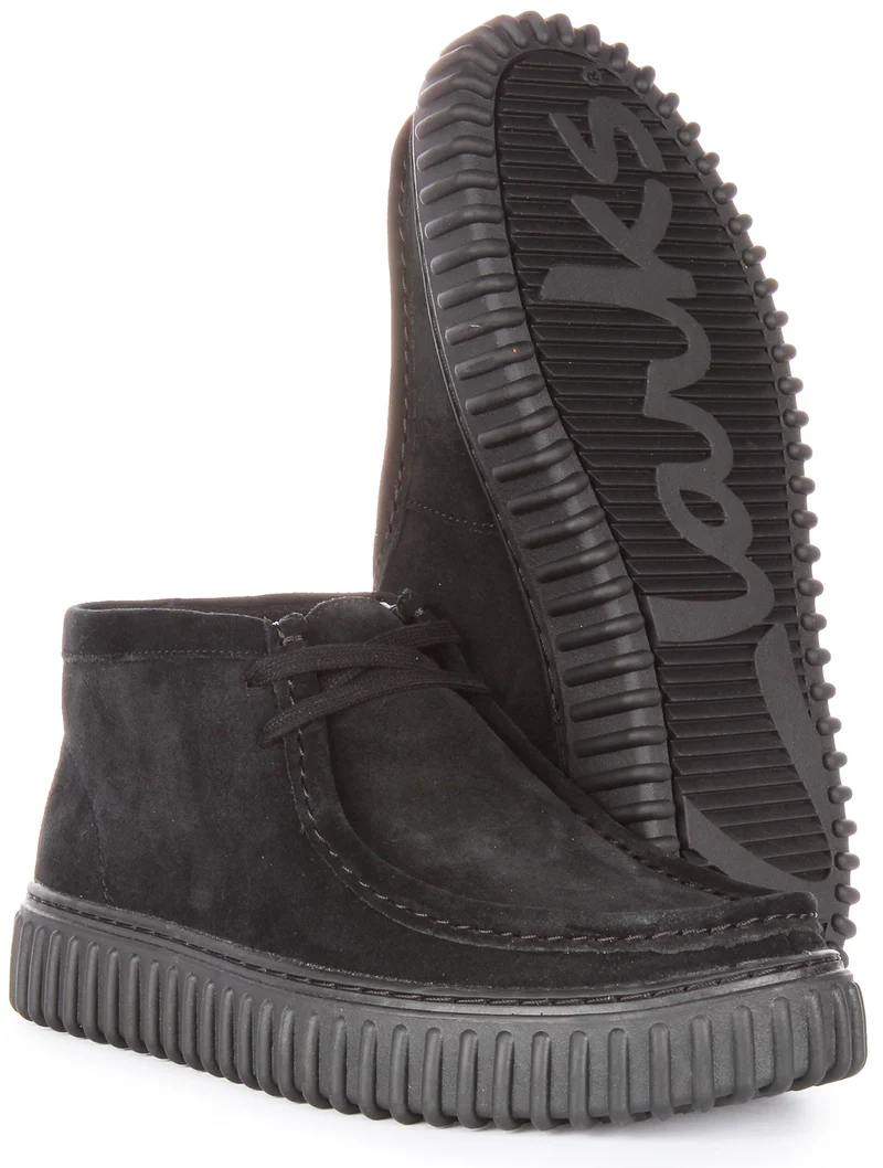 Clarks Torhill Hi In Black Suede For Men