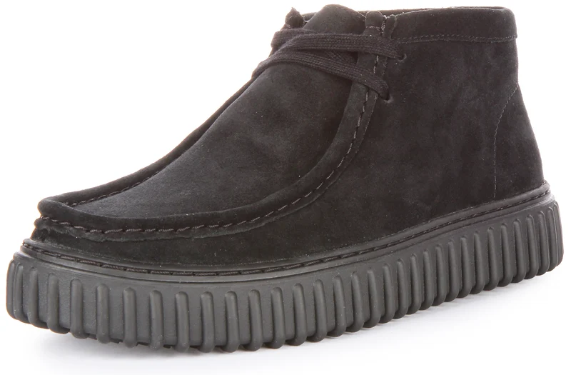 Clarks Torhill Hi In Black Suede For Men