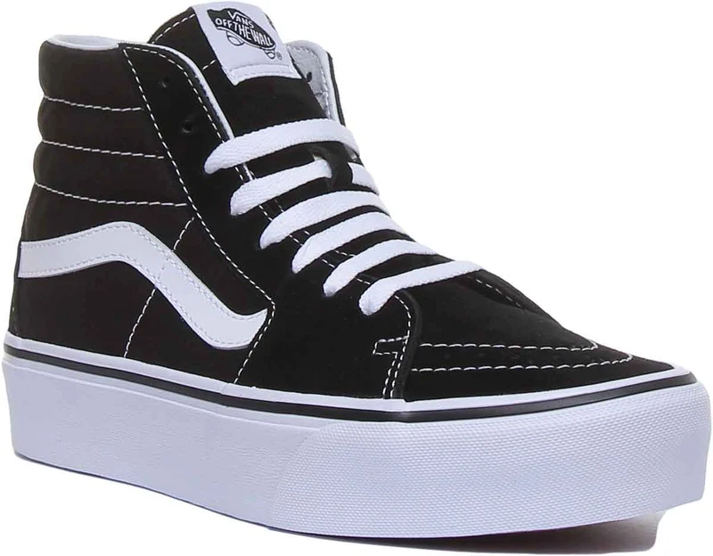 Vans Classic Sk8 Hi Platform In Black White For Women