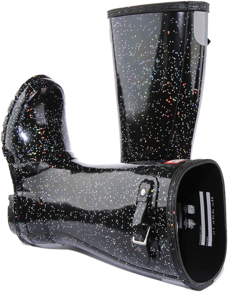 Hunter Original Giant Glitter In Black For Junior