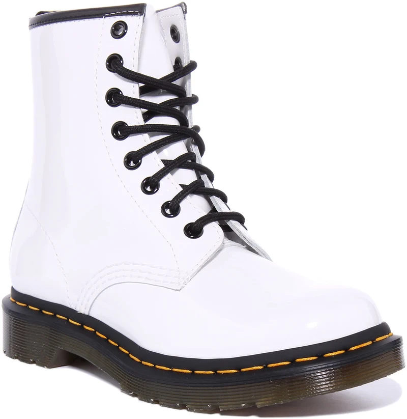 Dr Martens 1460 W In White Patent For Women