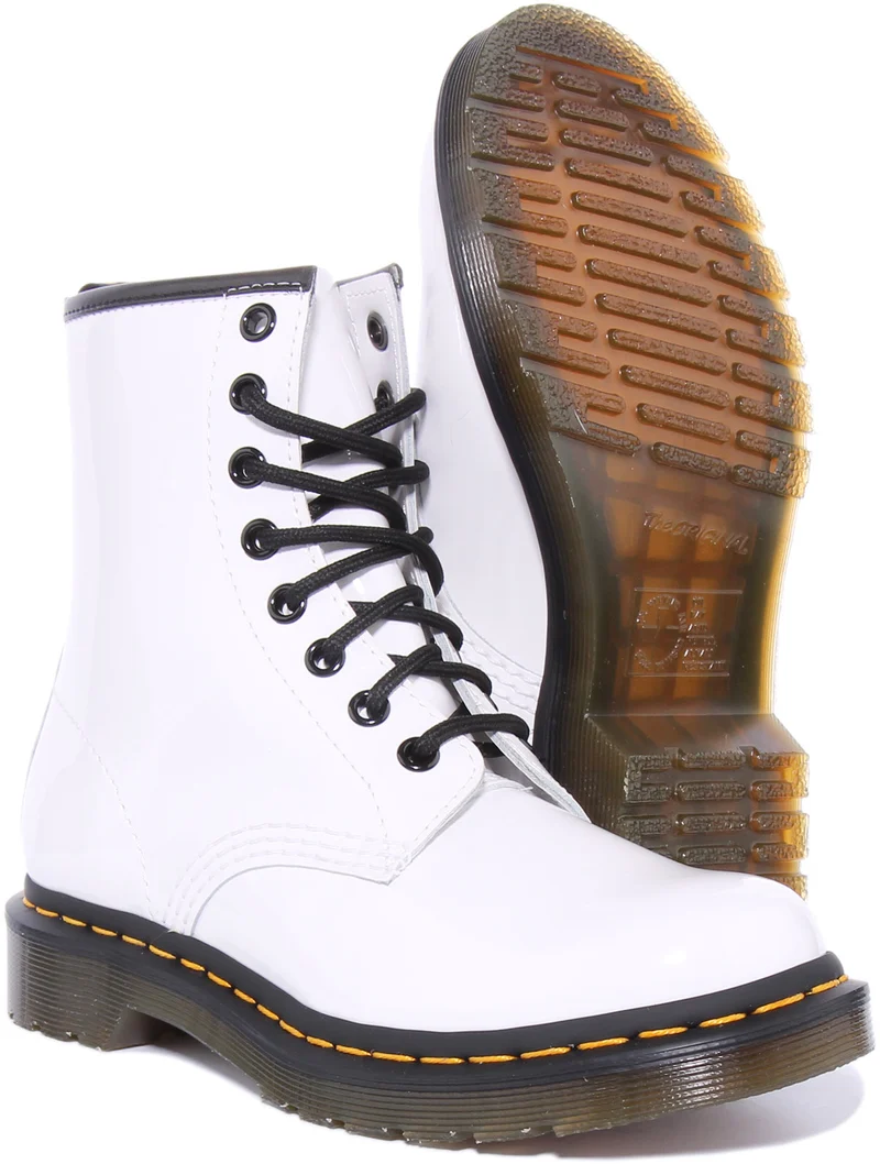 Dr Martens 1460 W In White Patent For Women