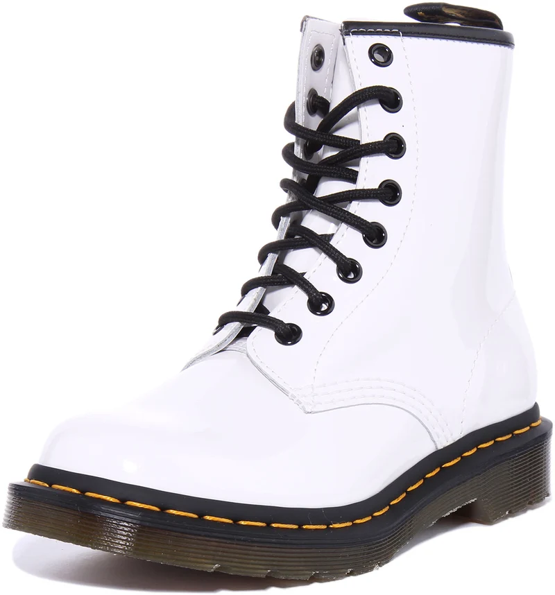 Dr Martens 1460 W In White Patent For Women