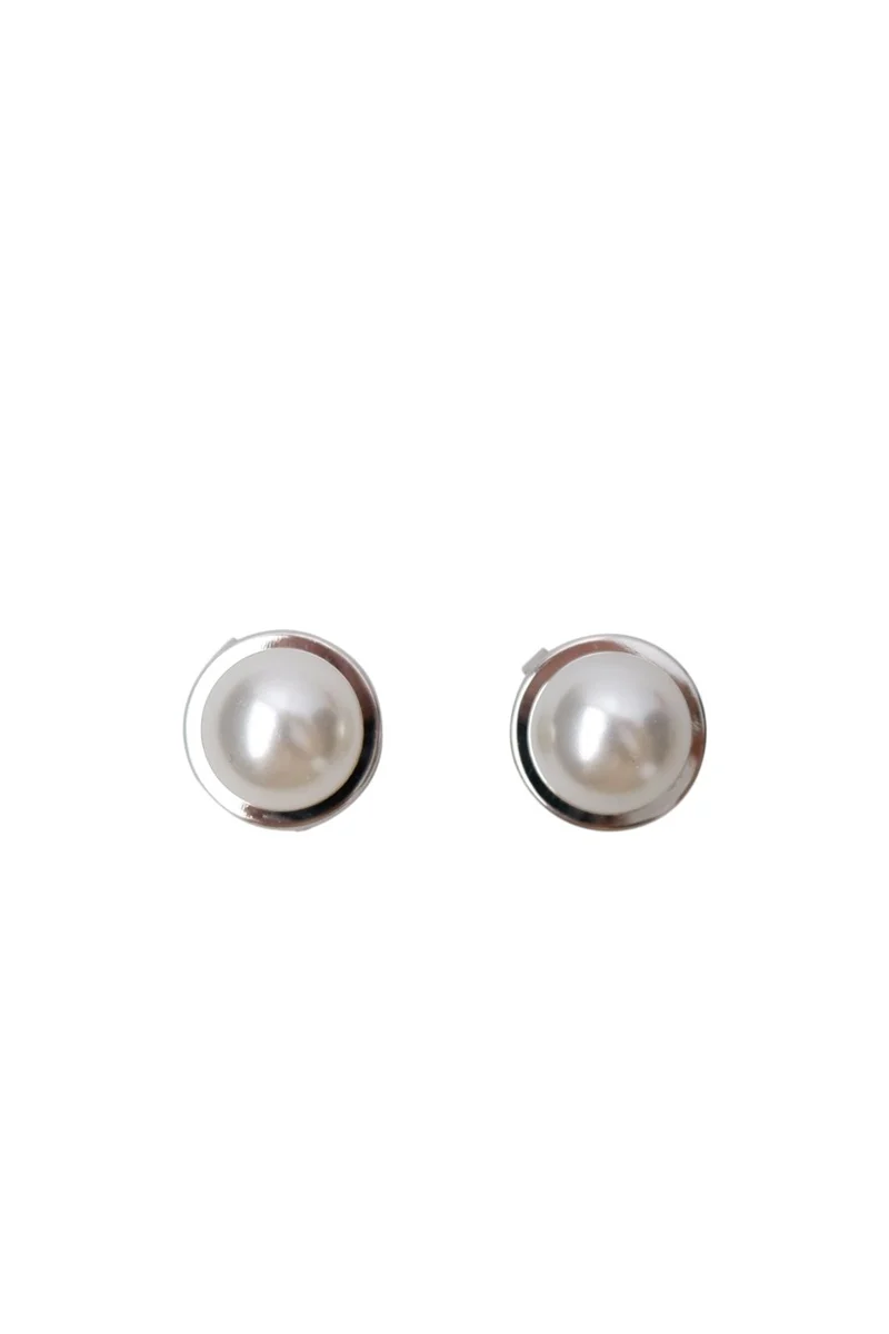 Black Colour - Bcdowny Button Covers, 2 Pcs. Set 4531 - Pearl Silver Coloured
