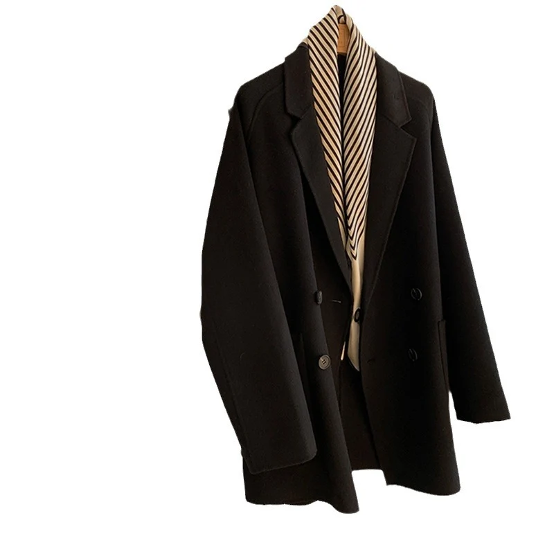 Damen Oversized Mantel mit Taillengürtel Nord Taschen
