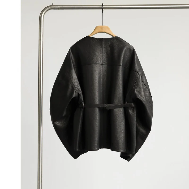 Damen Oversized Lederjacke Nord Taschen