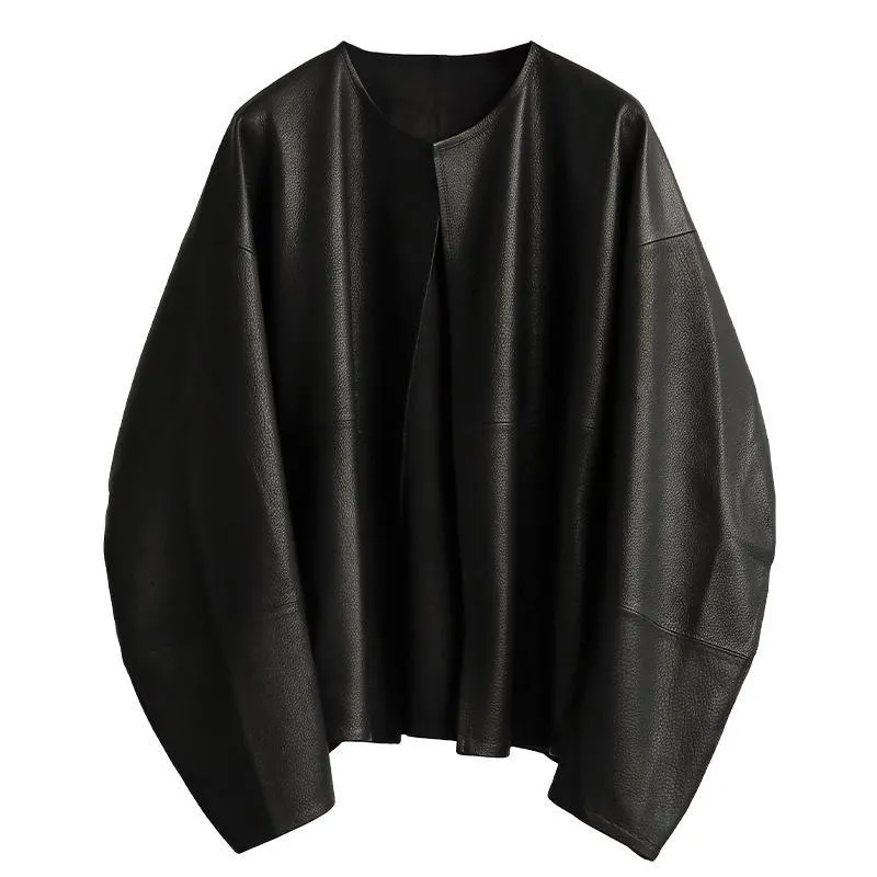 Damen Oversized Lederjacke Nord Taschen