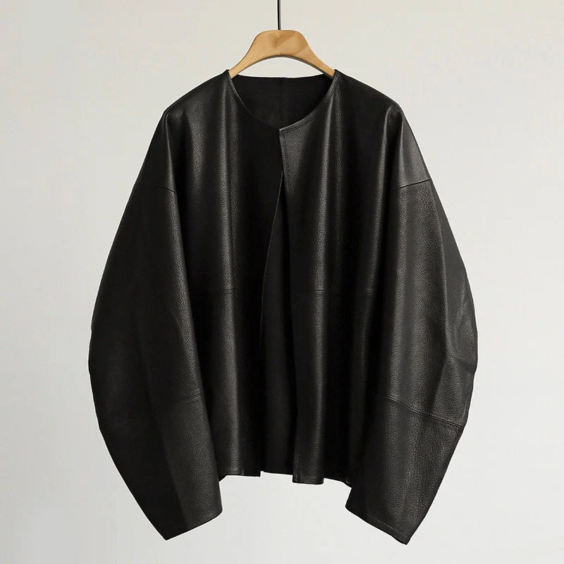 Damen Oversized Lederjacke Nord Taschen