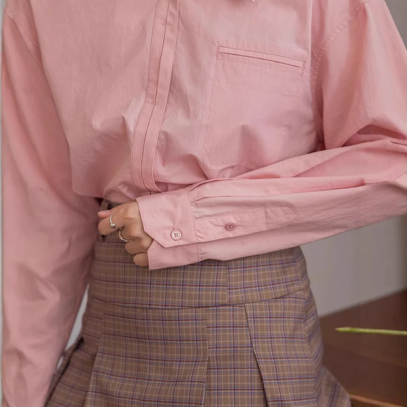 Damen Oversized Hemdbluse mit Brusttasche Nord Taschen