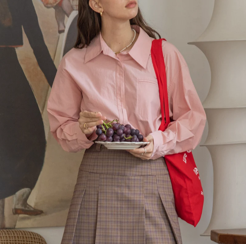 Damen Oversized Hemdbluse mit Brusttasche Nord Taschen