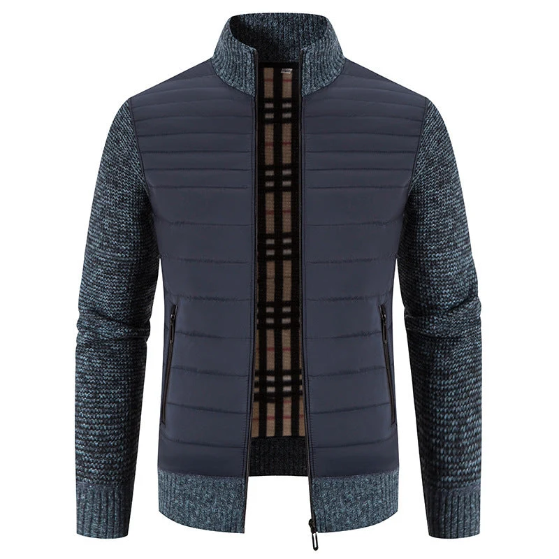 Herren gesteppte Hybridjacke mit Strickärmeln und modernem Stehkragen Avellé