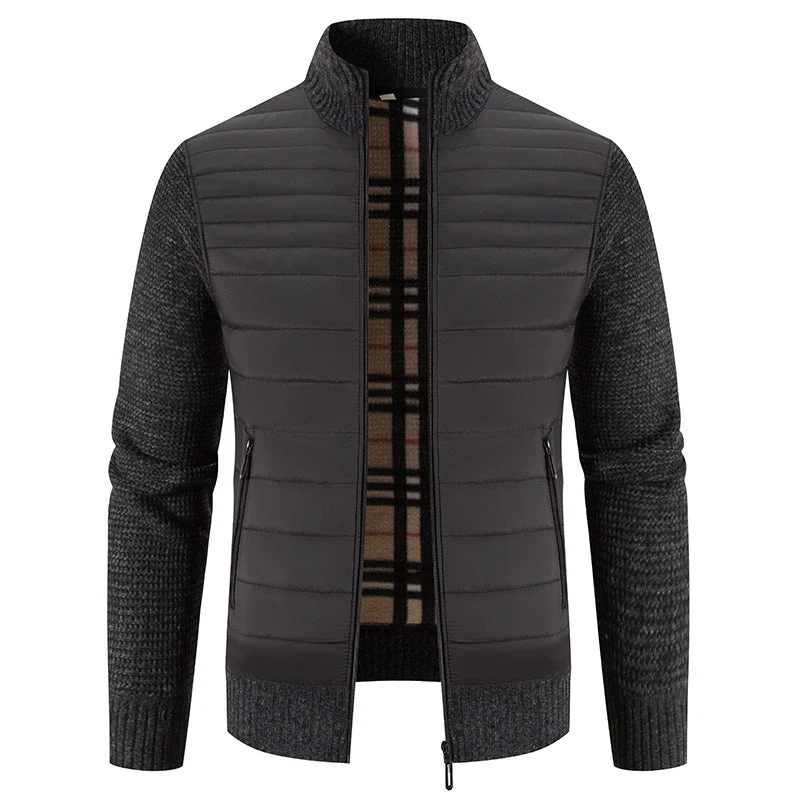 Herren gesteppte Hybridjacke mit Strickärmeln und modernem Stehkragen Avellé