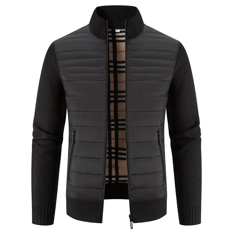 Herren gesteppte Hybridjacke mit Strickärmeln und modernem Stehkragen Avellé