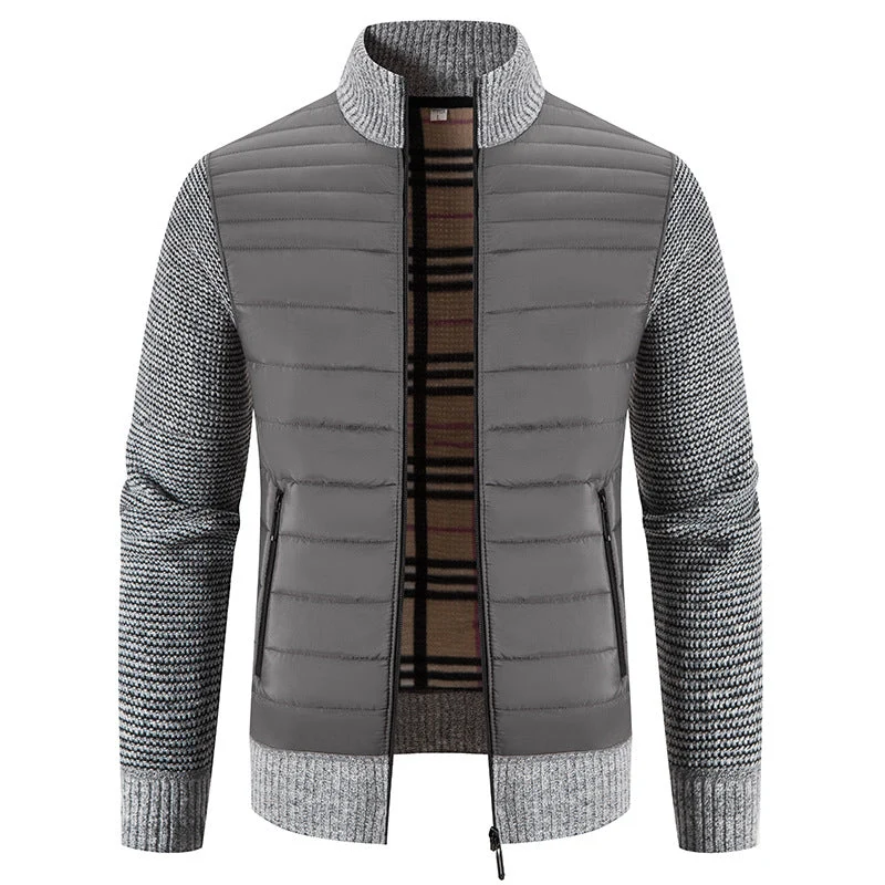 Herren gesteppte Hybridjacke mit Strickärmeln und modernem Stehkragen Avellé