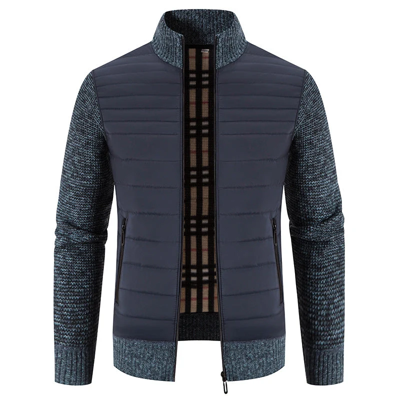 Herren gesteppte Hybridjacke mit Strickärmeln und modernem Stehkragen Avellé
