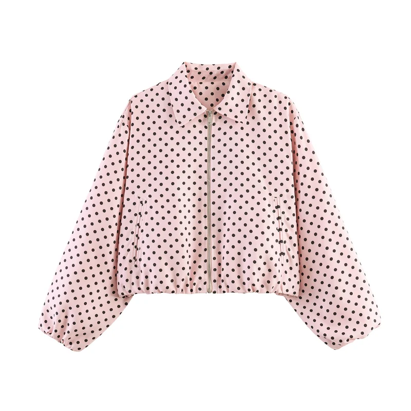 Damen Cropped Bomberjacke mit Ballonärmeln, elastischem Saum und Reverskragen Nord Taschen
