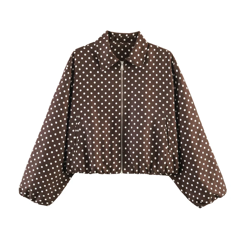 Damen Cropped Bomberjacke mit Ballonärmeln, elastischem Saum und Reverskragen Nord Taschen