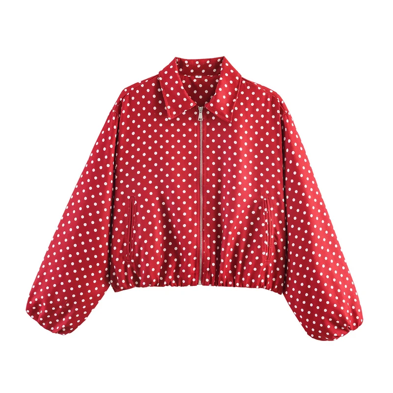 Damen Cropped Bomberjacke mit Ballonärmeln, elastischem Saum und Reverskragen Nord Taschen