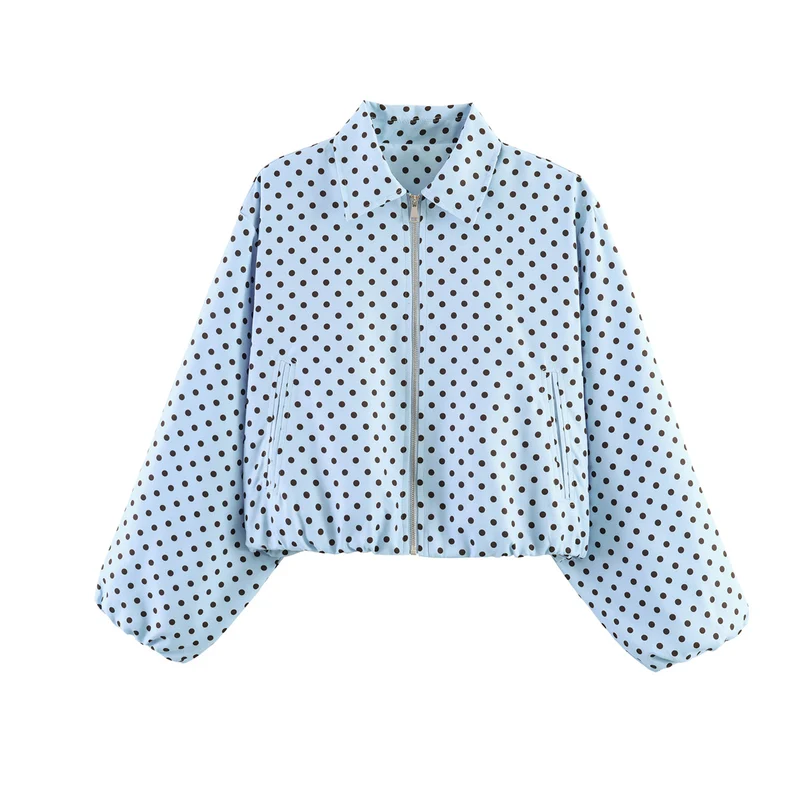 Damen Cropped Bomberjacke mit Ballonärmeln, elastischem Saum und Reverskragen Nord Taschen