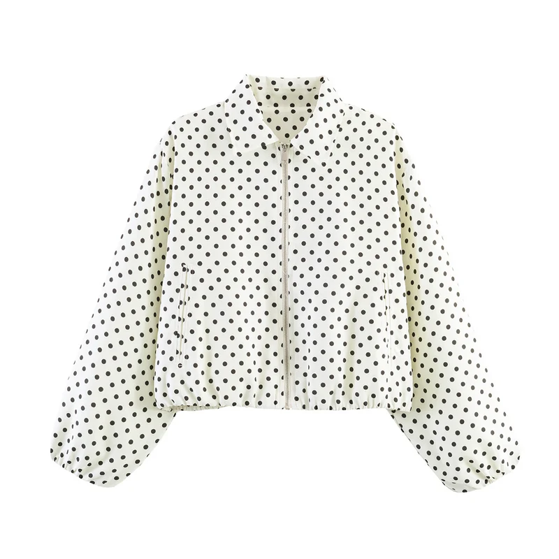 Damen Cropped Bomberjacke mit Ballonärmeln, elastischem Saum und Reverskragen Nord Taschen
