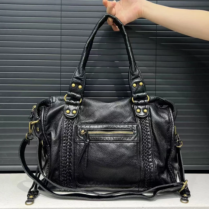 Damen Handtasche mit strukturiertem Kunstleder und abnehmbaren Schulterriemen Nord Taschen