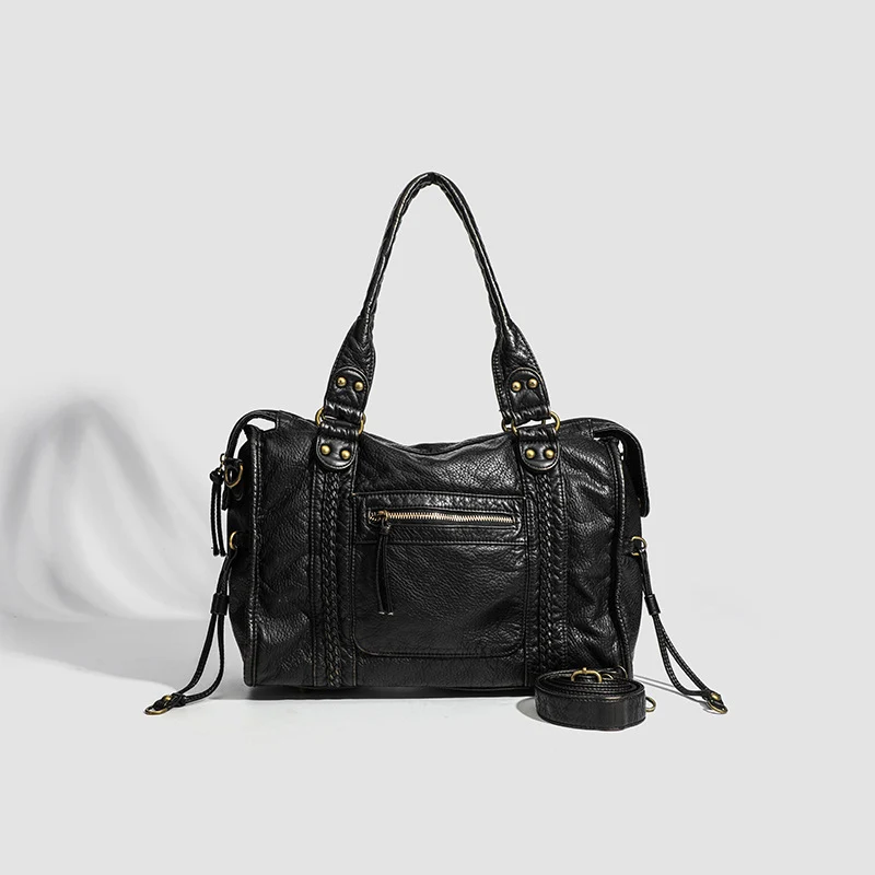 Damen Handtasche mit strukturiertem Kunstleder und abnehmbaren Schulterriemen Nord Taschen