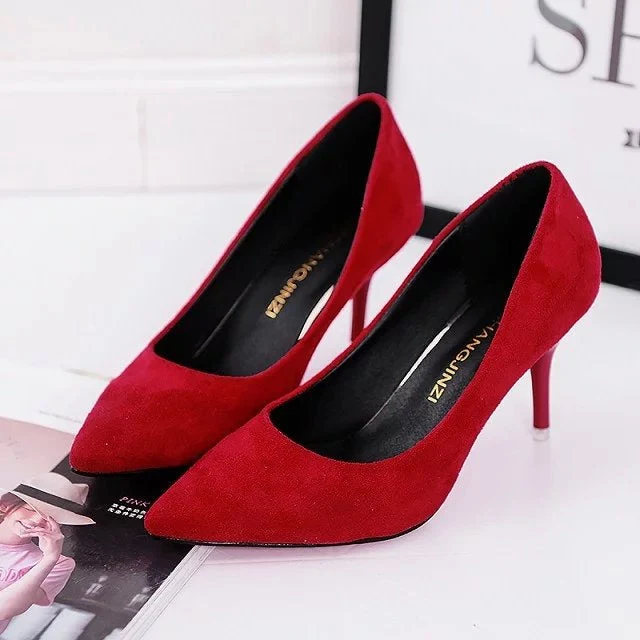 Damen elegante Stiletto-Pumps mit spitzem Zehenbereich und hochwertiger Veloursoberfläche Nord Taschen