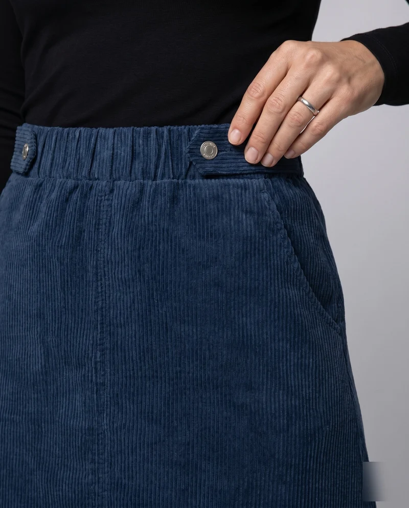 Damen Cordrock mit Knopfdetails