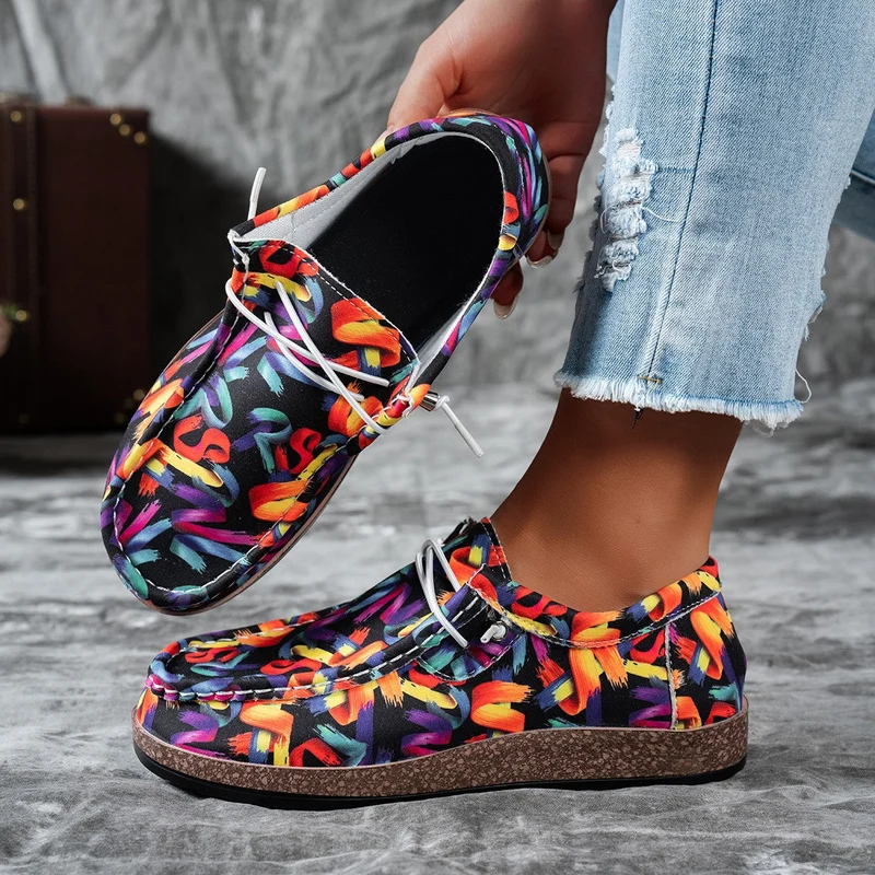 Damen modische Mokassins mit buntem Muster und rutschfester Sohle Nord Taschen