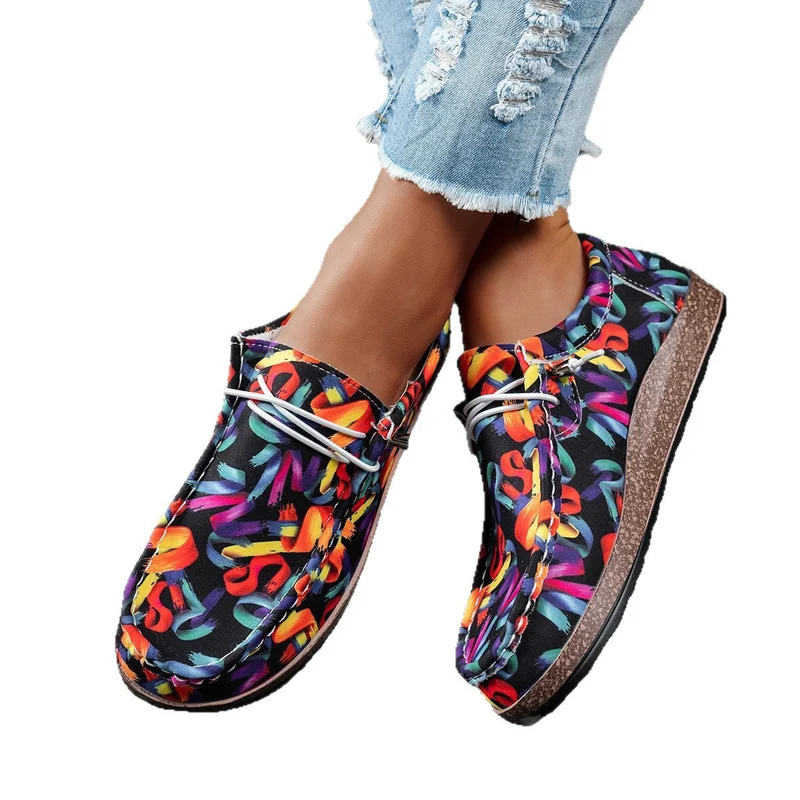 Damen modische Mokassins mit buntem Muster und rutschfester Sohle Nord Taschen