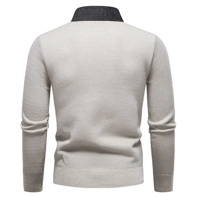 Herren Feinstrickpullover mit integriertem Hemdkragen‑Detail Nord Taschen