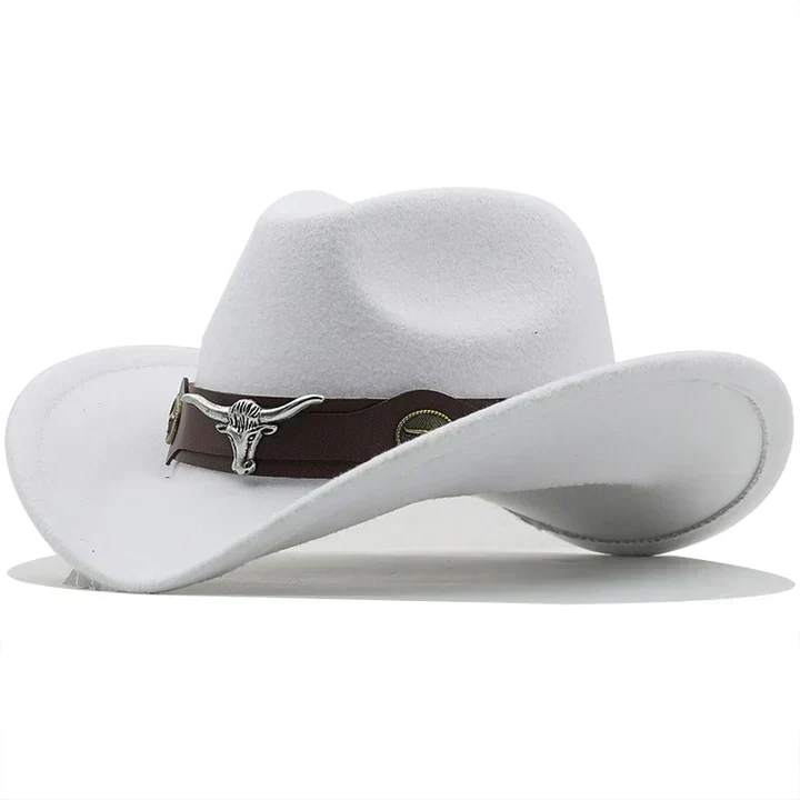 Nord Taschen - Western-Stil Filzhut mit Stier-Schnallenband