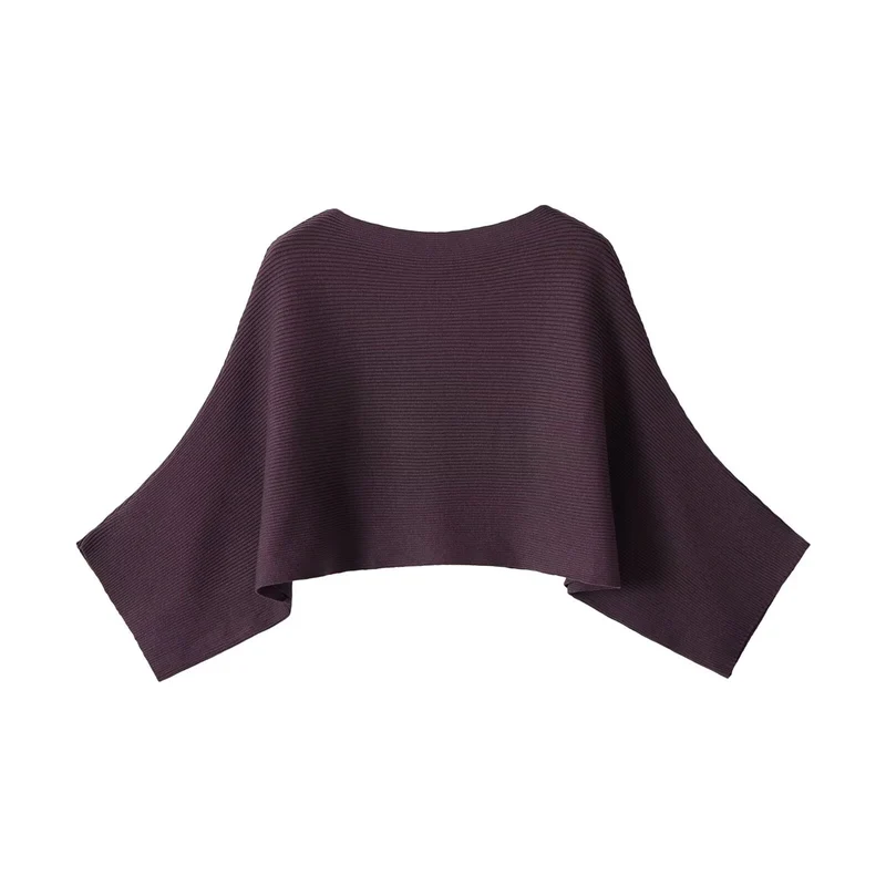 Damen Gerippter Kurz‑Poncho mit U‑Boot‑Ausschnitt und kastiger Silhouette Nord Taschen
