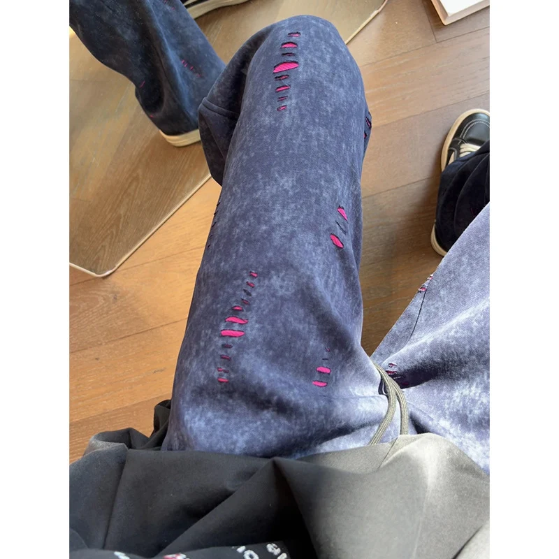 Herren Oversized Cordhose mit Distressed‑Details, weitem Bein und Tunnelzug Nord Taschen