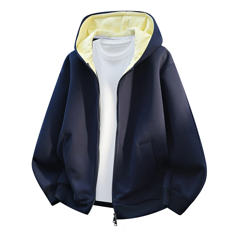 Herren Oversize-Zip-Hoodie mit kontrastgefütterter Kapuze und Kängurutaschen Nord Taschen