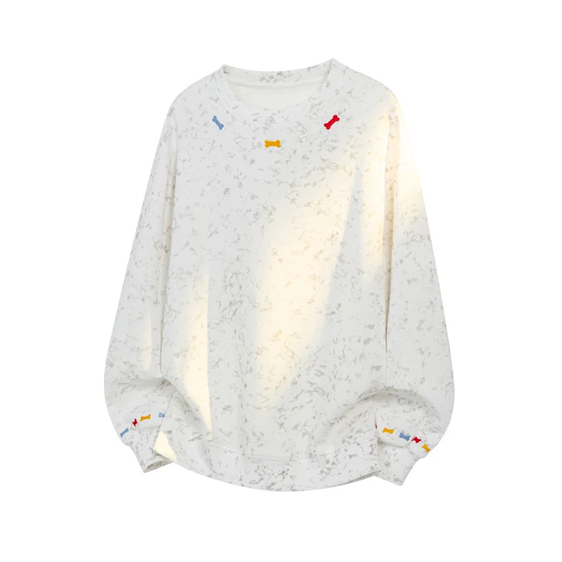 Herren Oversize-Sweatshirt mit Marmor-Effekt und bunten Knochenstickereien Nord Taschen